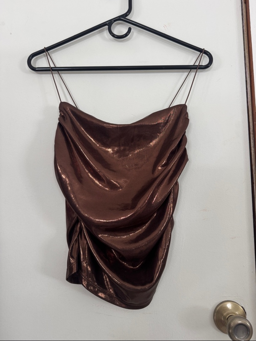 H&M Shimmery Brown Satin Halter Top